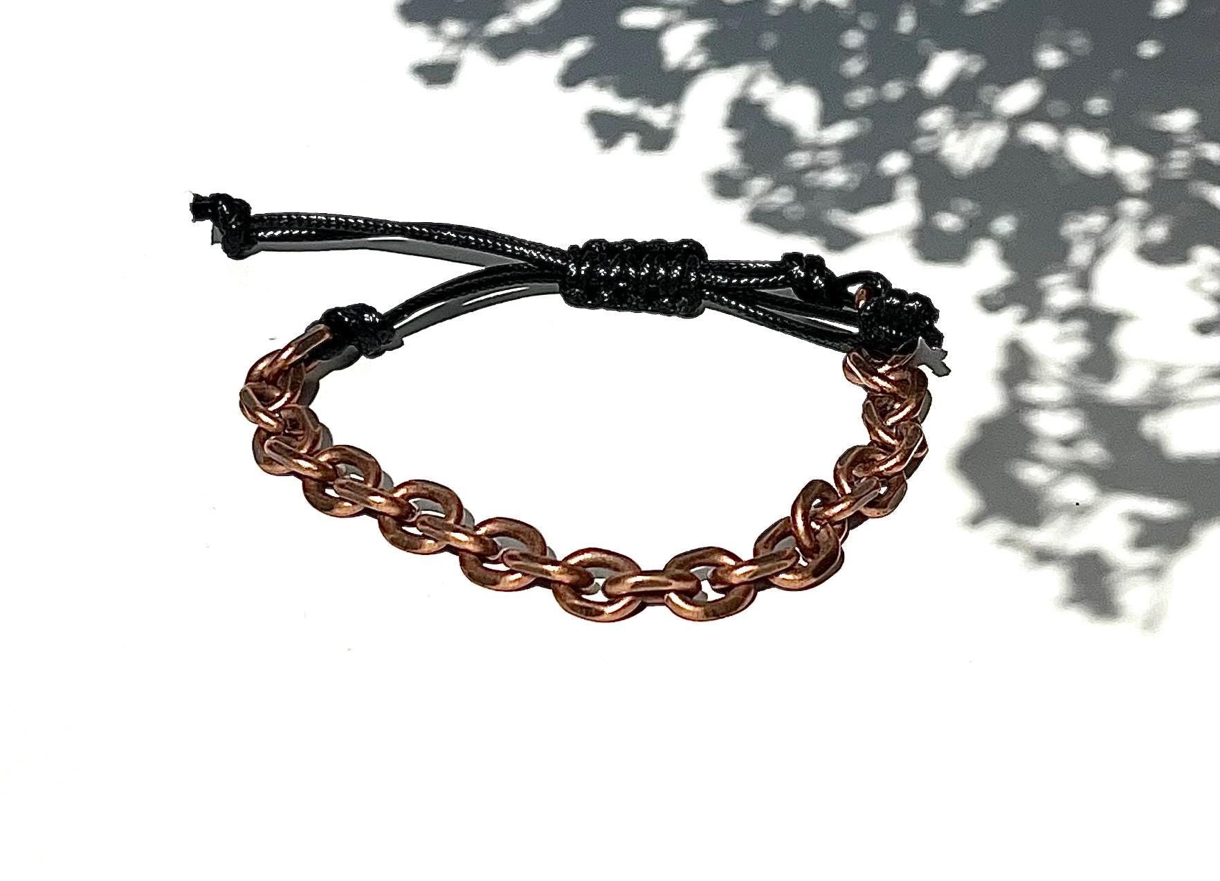 Adjustable Chain Bracelet | Copper Plated Link Bracelet | Minimalist Unisex Jewelry | Mens Chain Bracelet | Stackable Bracelet Gift